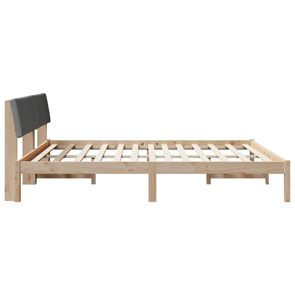 Bettgestell Braun und hellgrau 200 x 200 cm Massivholz Kiefer