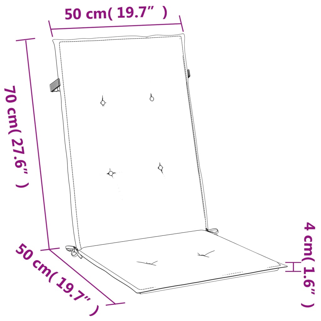 Hochlehner-Auflagen 2 Stk. Melange Anthrazit 120x50x7cm Stoff