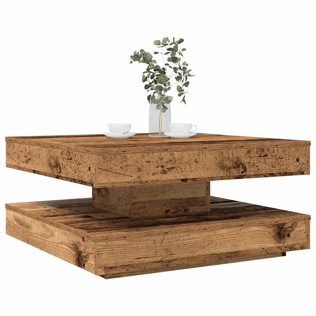 Couchtisch 360-Grad Drehbar Weiß 90x90x34,5 cm