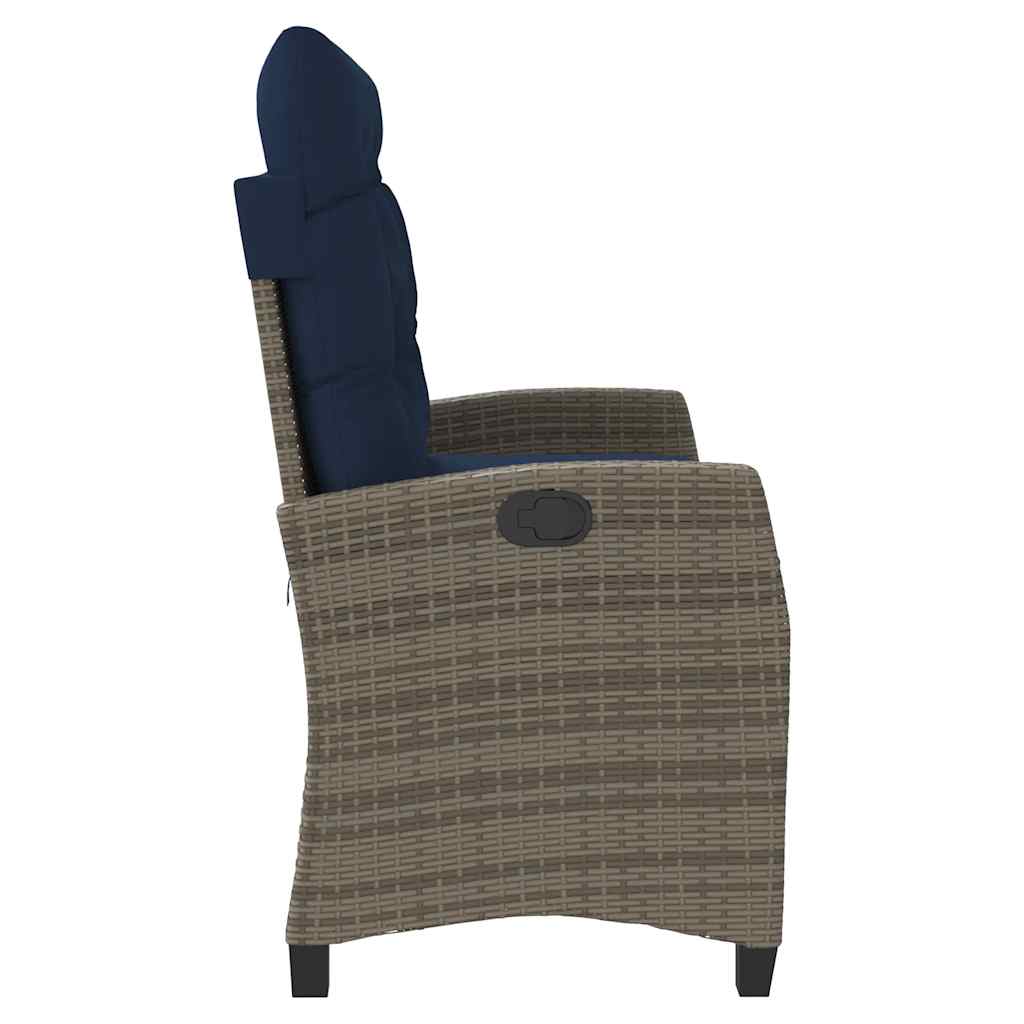 Gartenbank Verstellbar mit Kissen Braun Poly Rattan