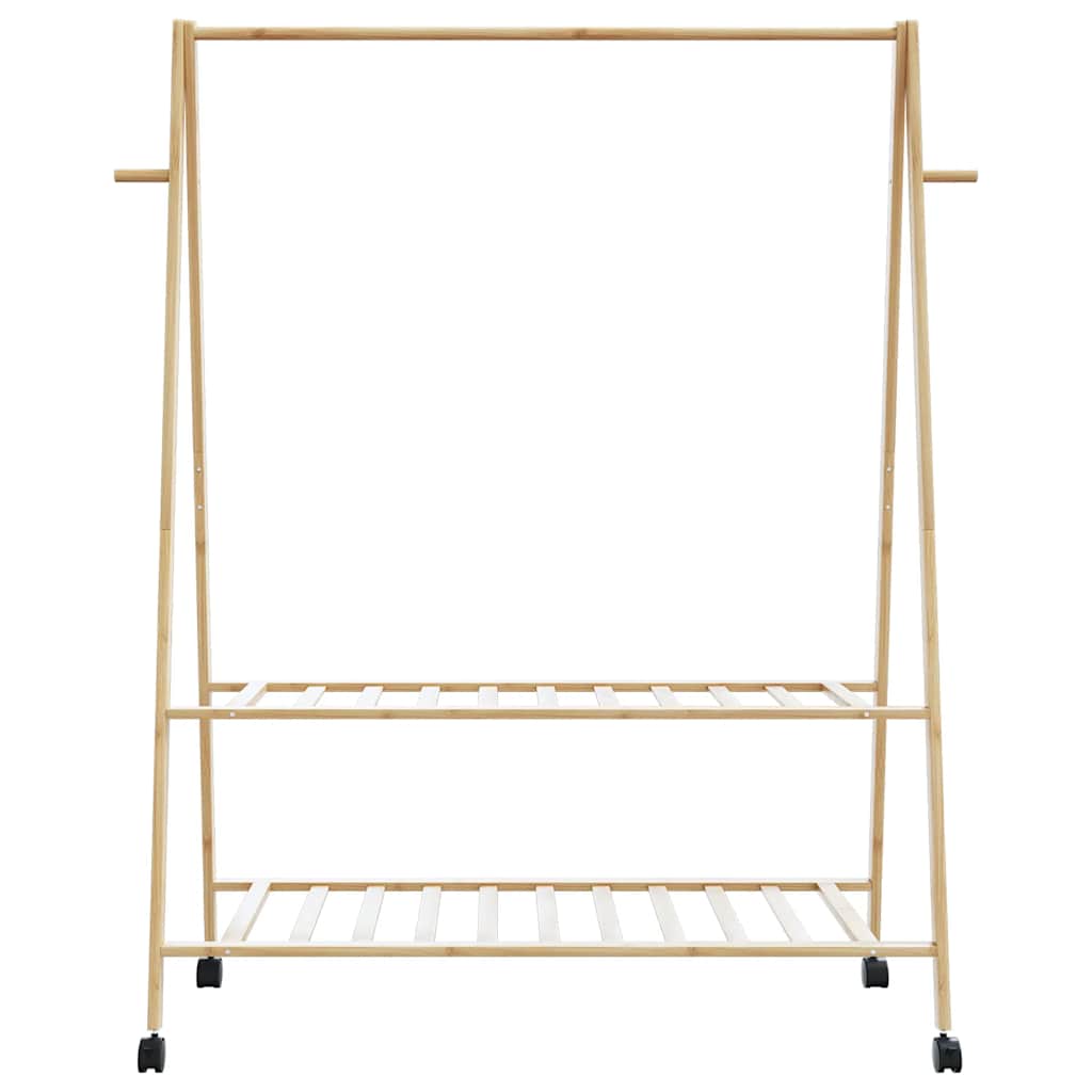 Kleiderständer mit Ablagen und Rollen 96x45,5x155,5 cm Bambus