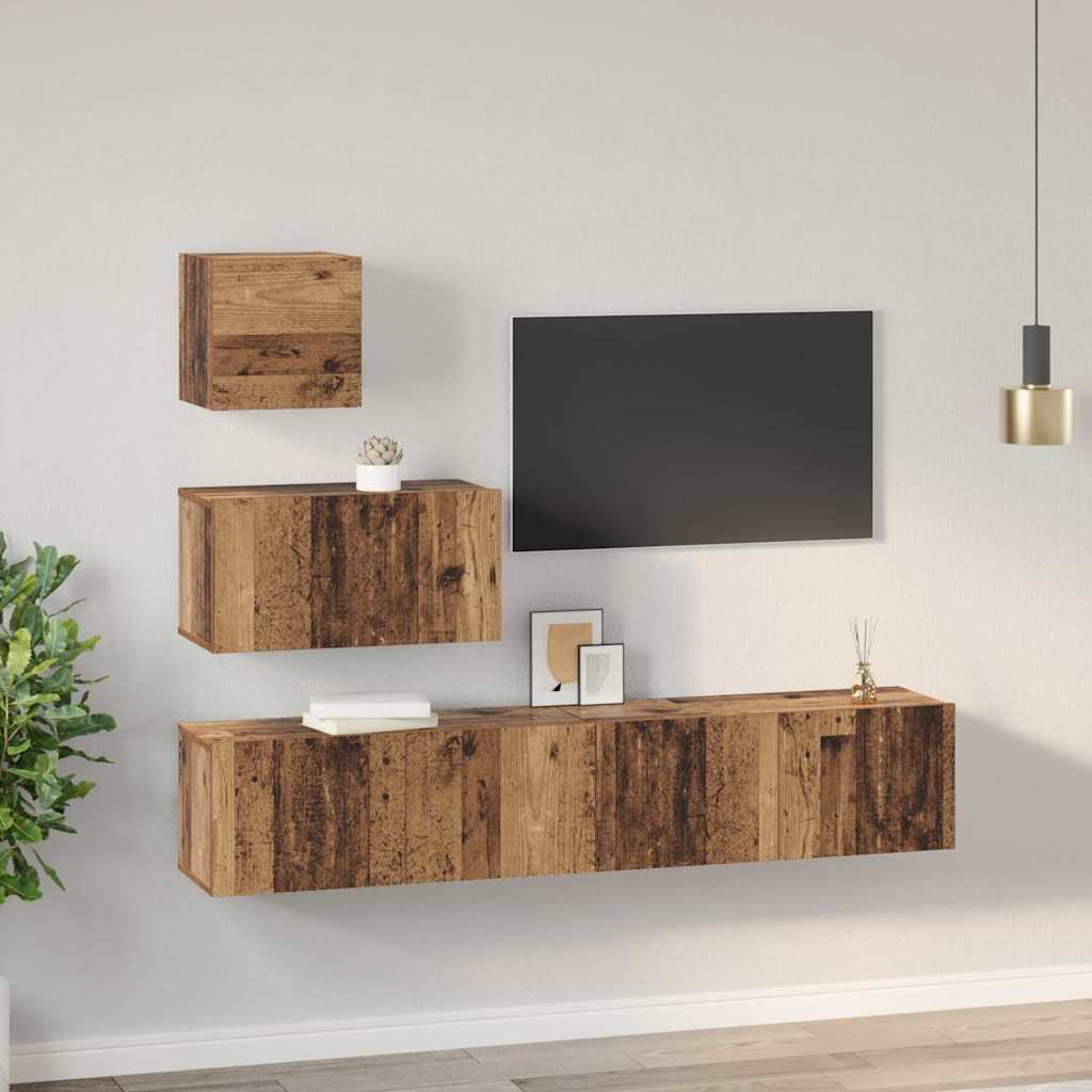 4-tlg. TV-Schrank-Set Weiß Holzwerkstoff