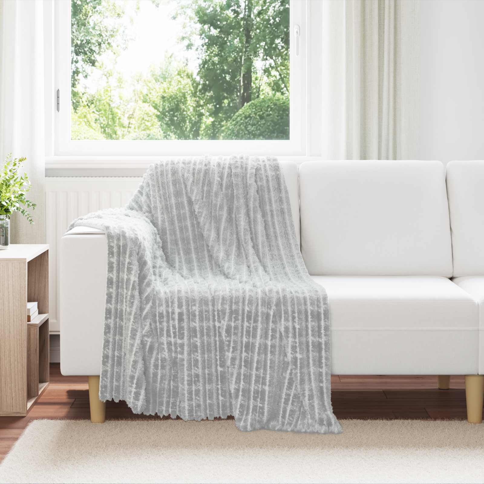 Überwurfdecke Beige 150 x 130 cm Fleece