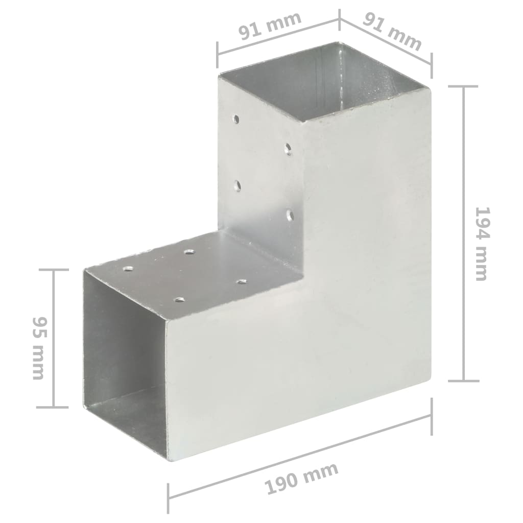 Pfostenverbinder L-Form Verzinktes Metall 71 x 71 mm