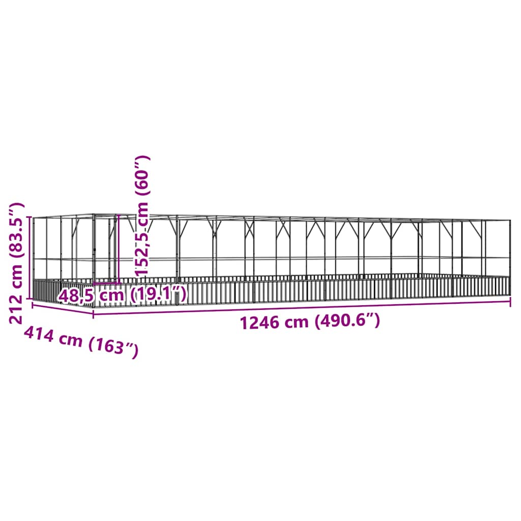 Voliere Silbern 210,5x107x212 cm Stahl