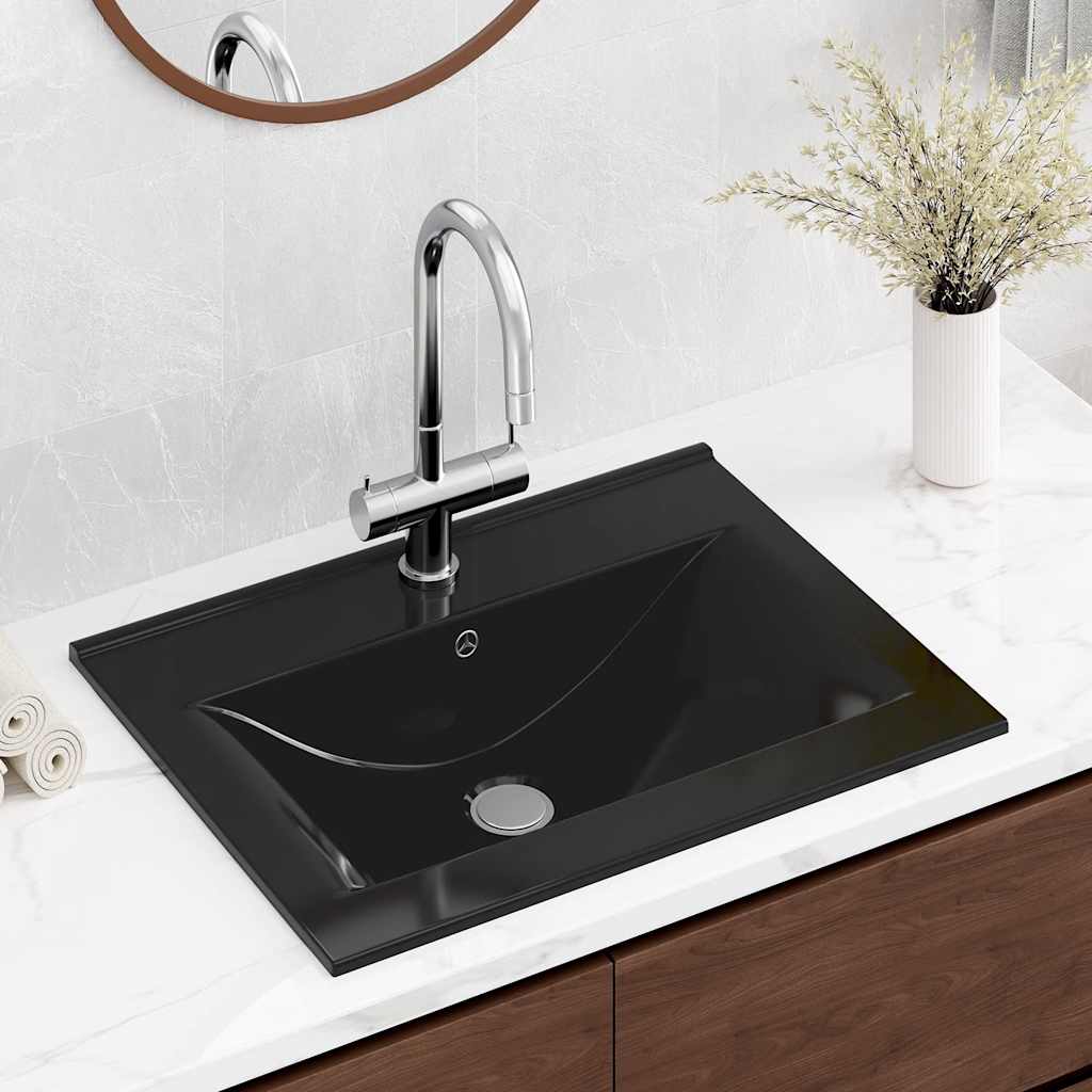 Luxus-Waschbecken Keramik Rechteckig Weiß mit Hahnloch 60x46 cm