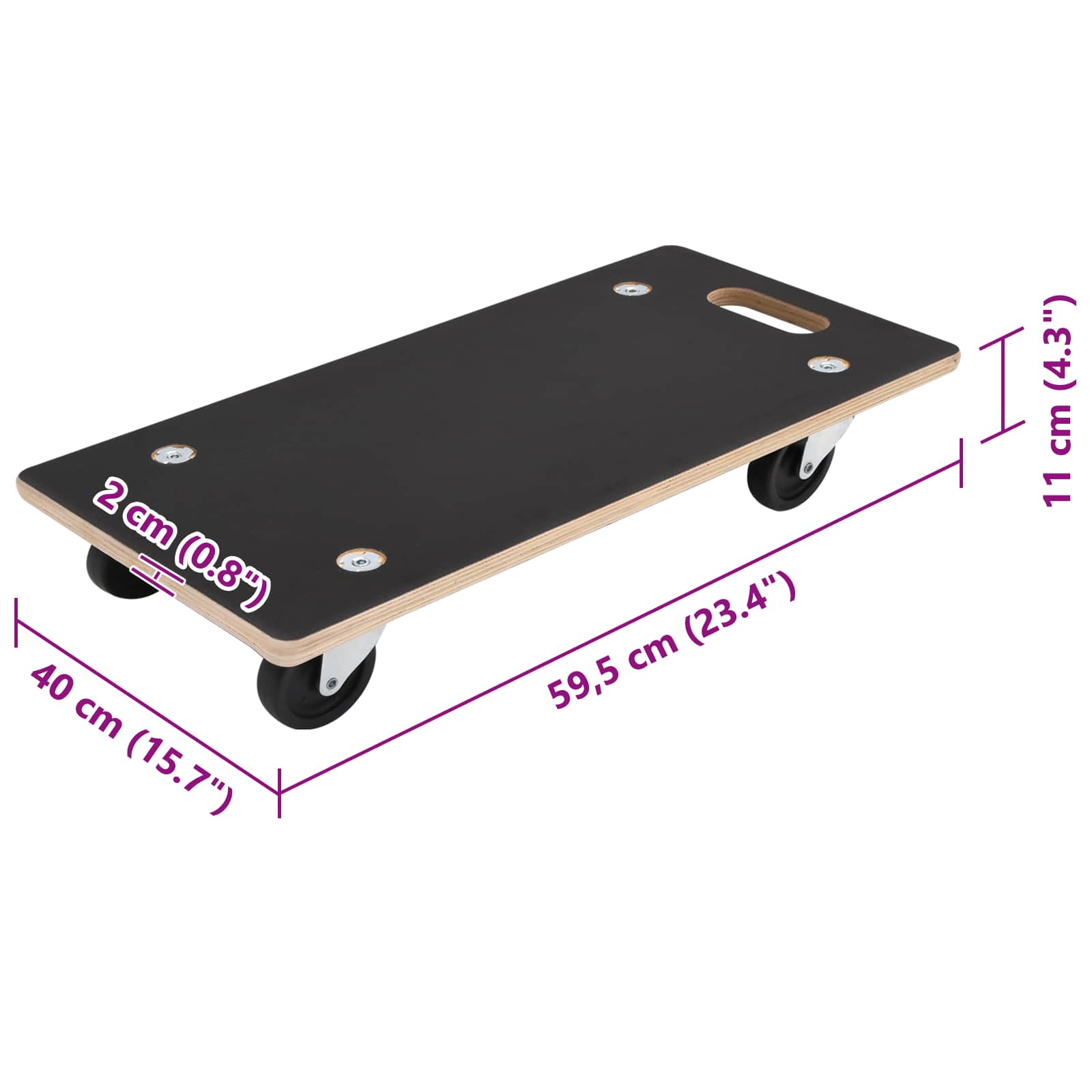 Transportroller 2 Stk. Rechteckig 60x40x11,5 cm 250 kg