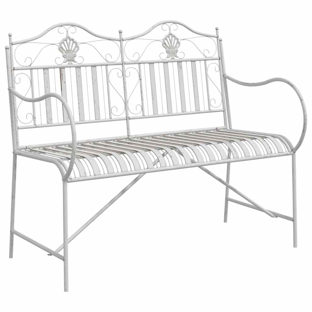 Gartenbank Antik Weiß 103,5 x 59 x 89 cm Stahl