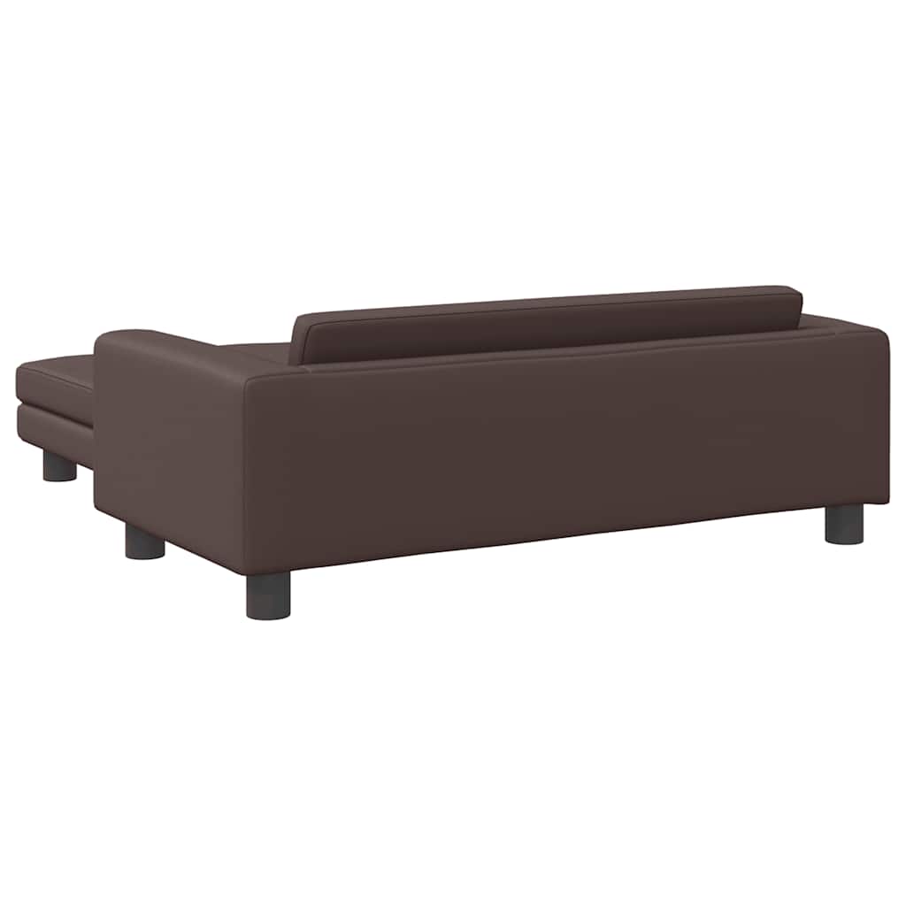 Kindersofa mit Hocker Creme 100x50x30 cm Kunstleder