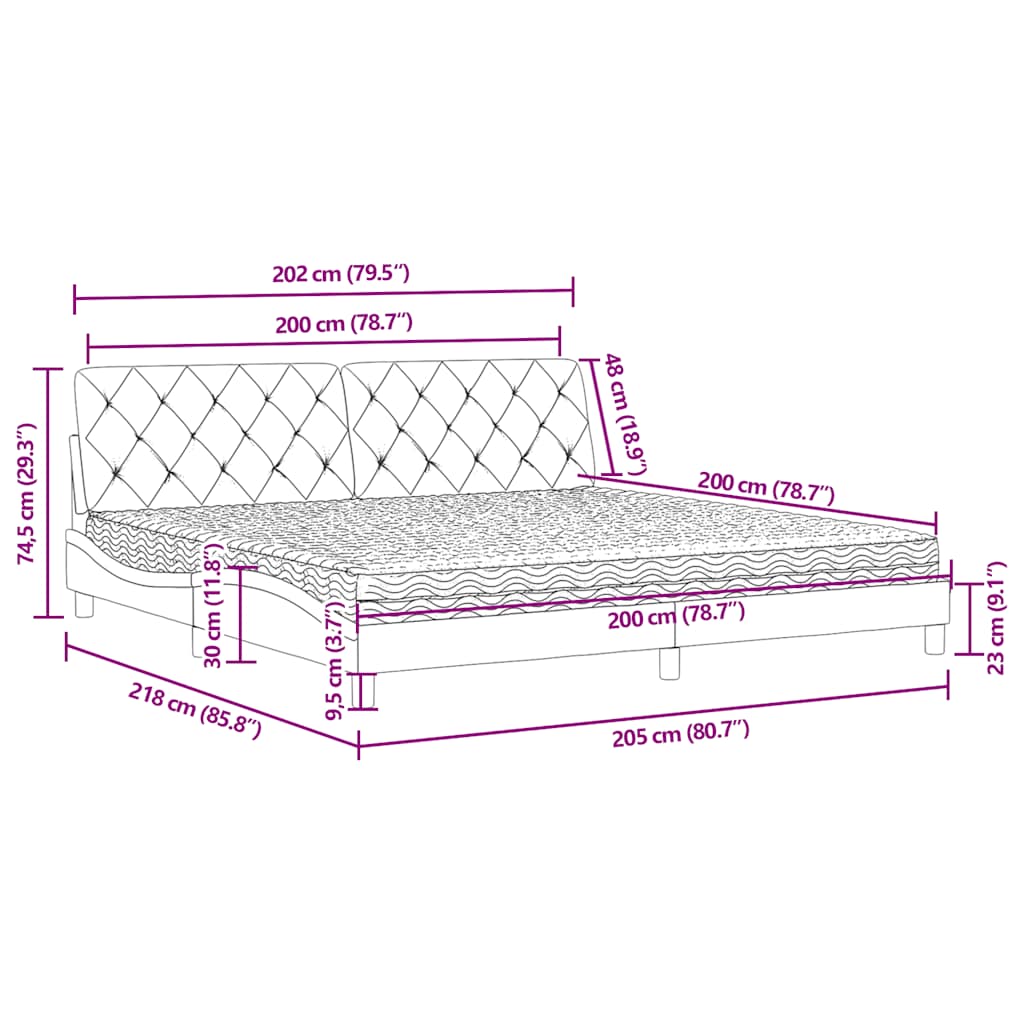 Bett mit Matratze Hellgrau 80x200 cm Samt