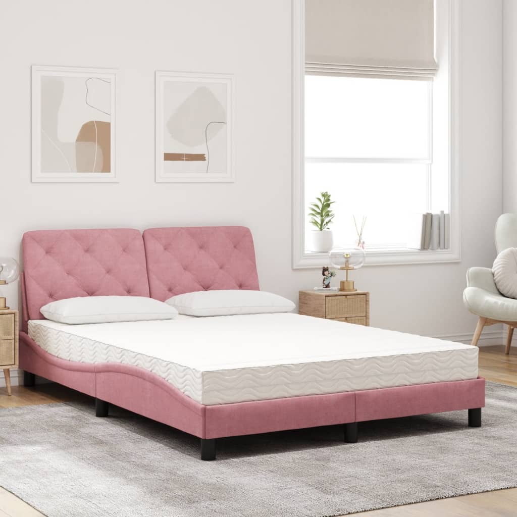 Bett mit Matratze Hellgrau 80x200 cm Samt