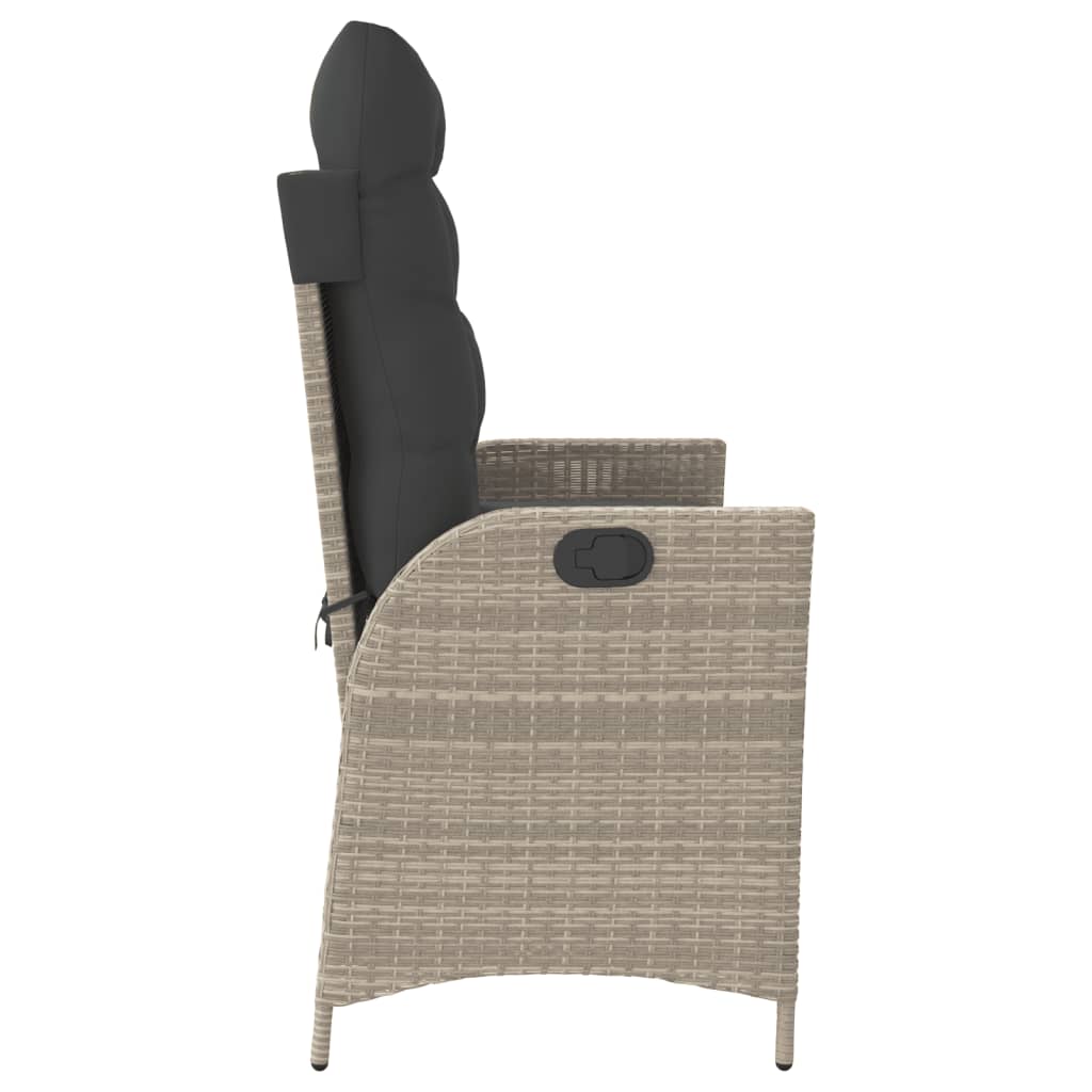 Gartenbank Verstellbar mit Kissen Schwarz Poly Rattan
