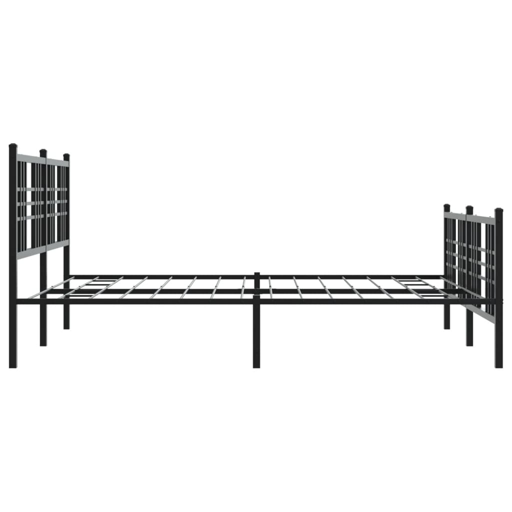 Bettgestell mit Kopf- und Fußteil Metall Schwarz 90x200 cm