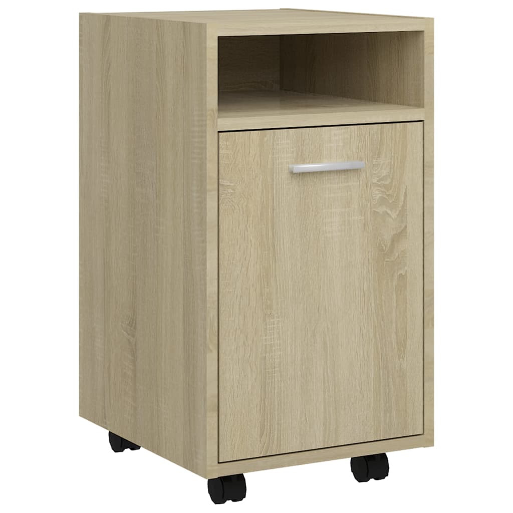 Beistellschrank mit Rollen Weiß 33x38x60 cm Holzwerkstoff