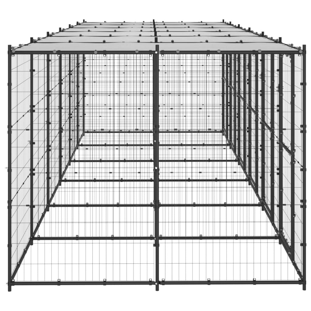Outdoor-Hundezwinger Stahl mit Überdachung 110x220x180 cm