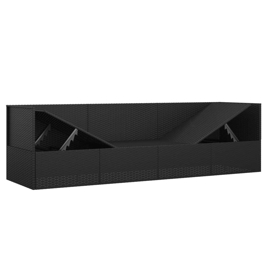 Outdoor-Loungebett mit Kissen Braun Poly Rattan