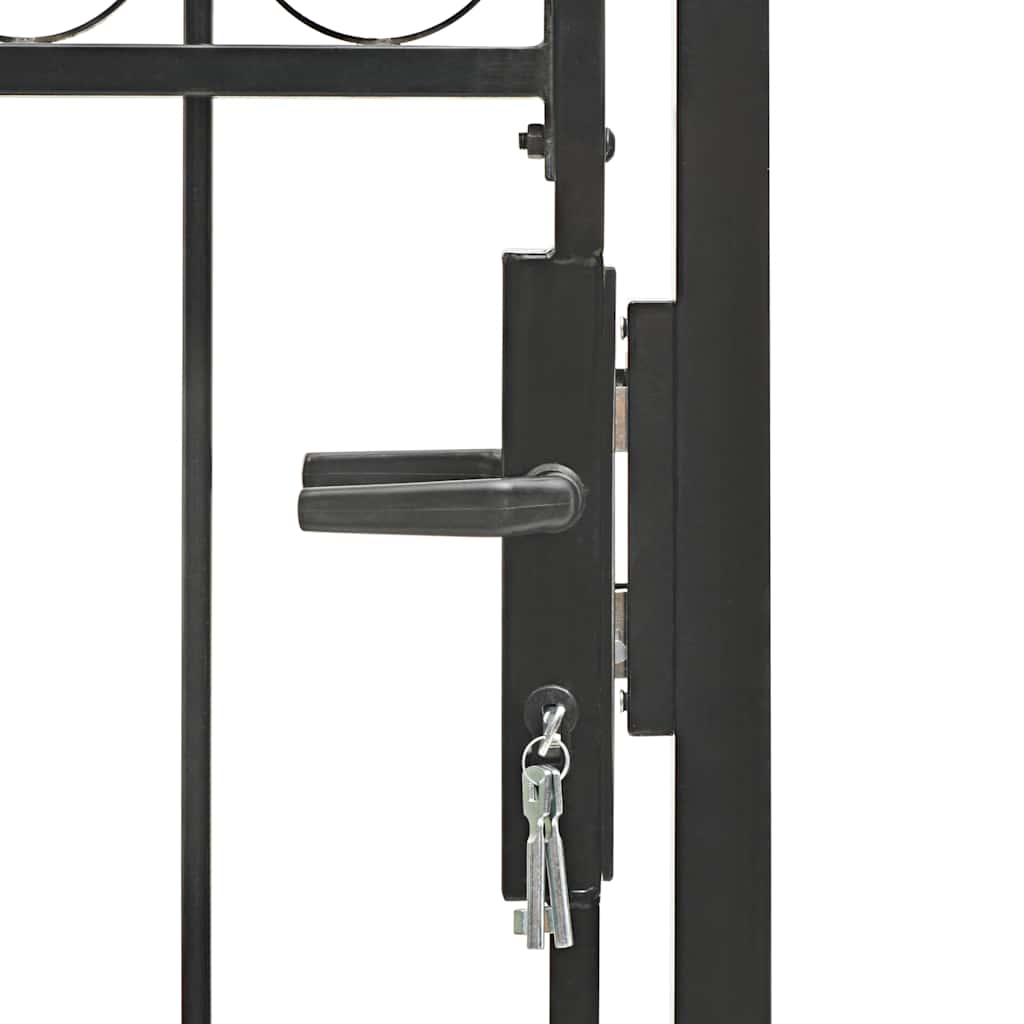 Gartentor ASSEN mit Bogenabschluss Stahl 102 x 125 cm Schwarz