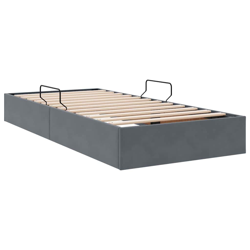 Aufbewahrungsbett mit Kopfteil Dunkelgrau 90 x 190 cm Samt
