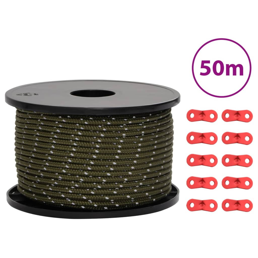Zeltleine Reflektierend mit Seilspannern 50 m 3 mm