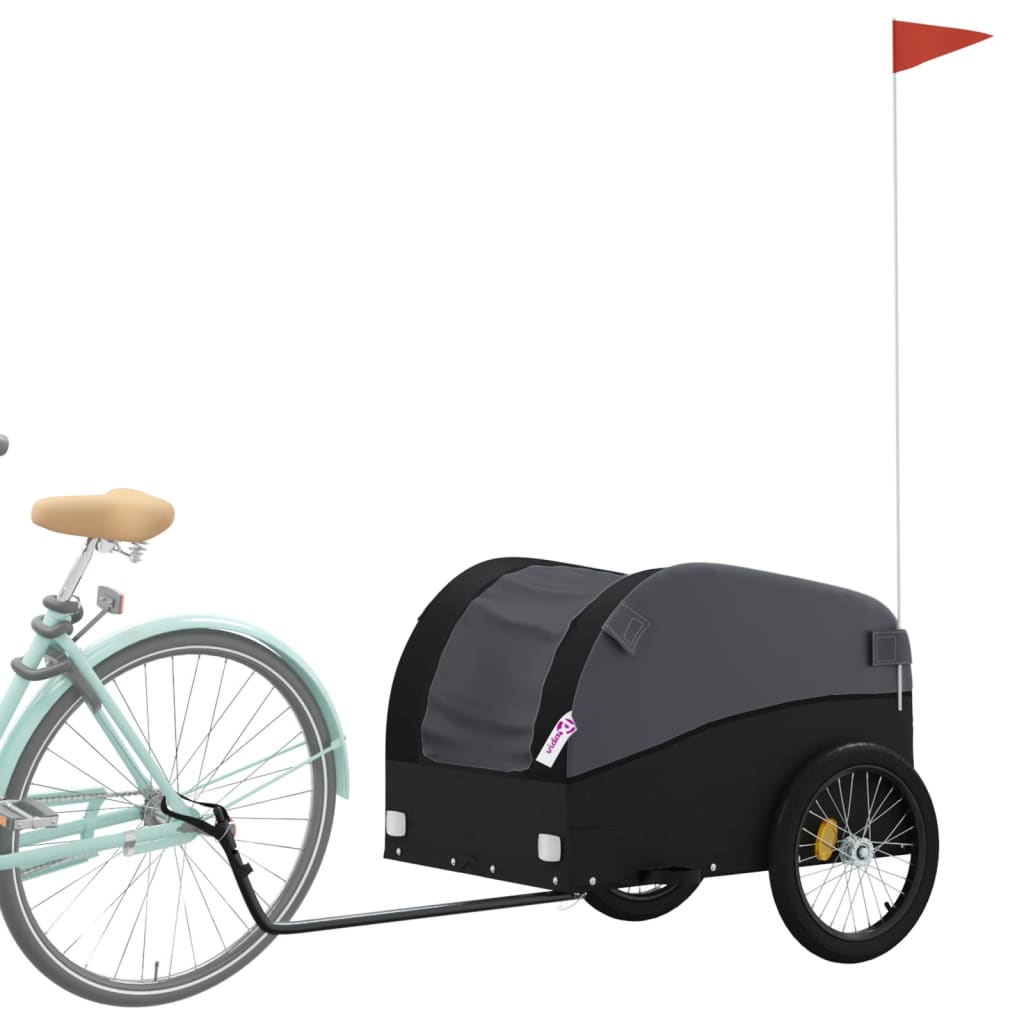 Fahrradanhänger Schwarz und Orange 30 kg Eisen