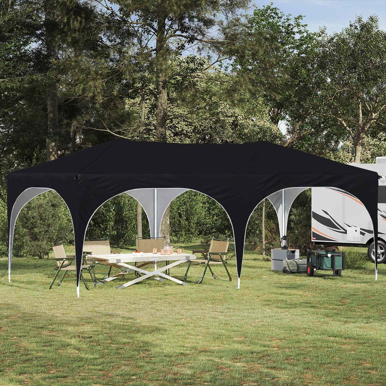 Pop-up Partyzelt 575 x 288 x 245 cm Creme Oxford-Stoff