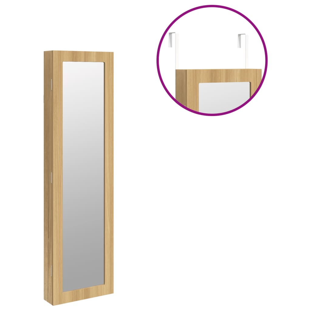 Schmuckschrank mit Spiegel Wandmontage Weiß 30x8,5x106 cm