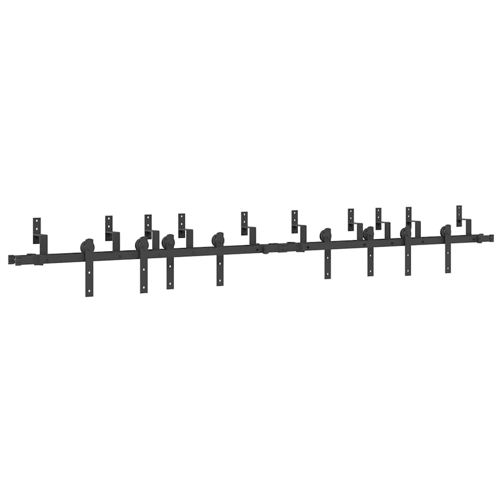 Schiebetürbeschlag-Set 183 cm Stahl Schwarz