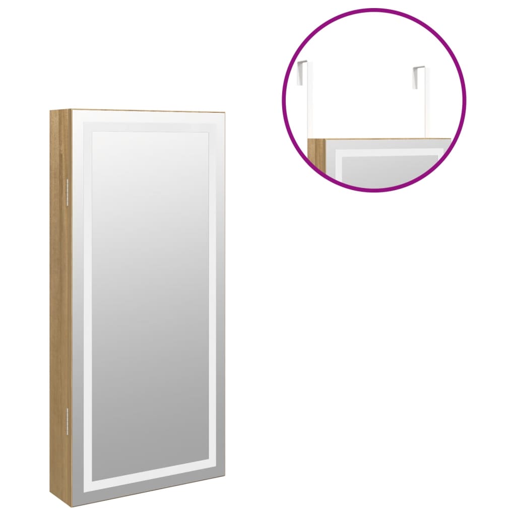 Spiegel-Schmuckschrank mit LED-Beleuchtung Wandmontage Weiß