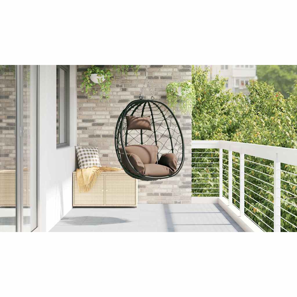 Hängendes Ei-Stuhl Anthrazit 91,5 x 54,5 x 107 cm Poly-Rattan