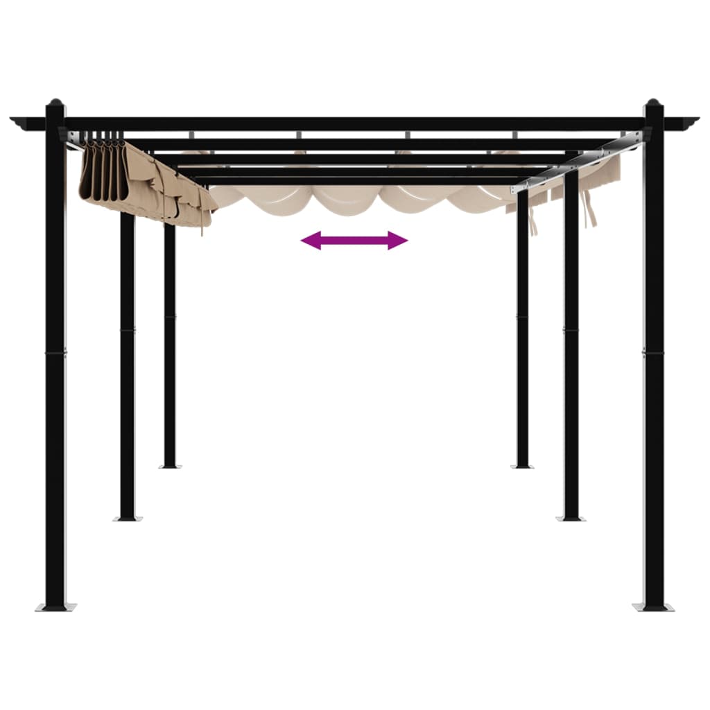 Gartenpavillon mit Ausziehbarem Dach Creme 3x6 m Aluminium