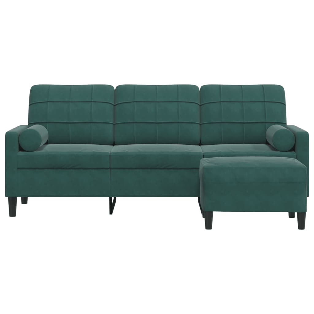 3-Sitzer-Sofa mit Hocker Hellgrau 180 cm Samt