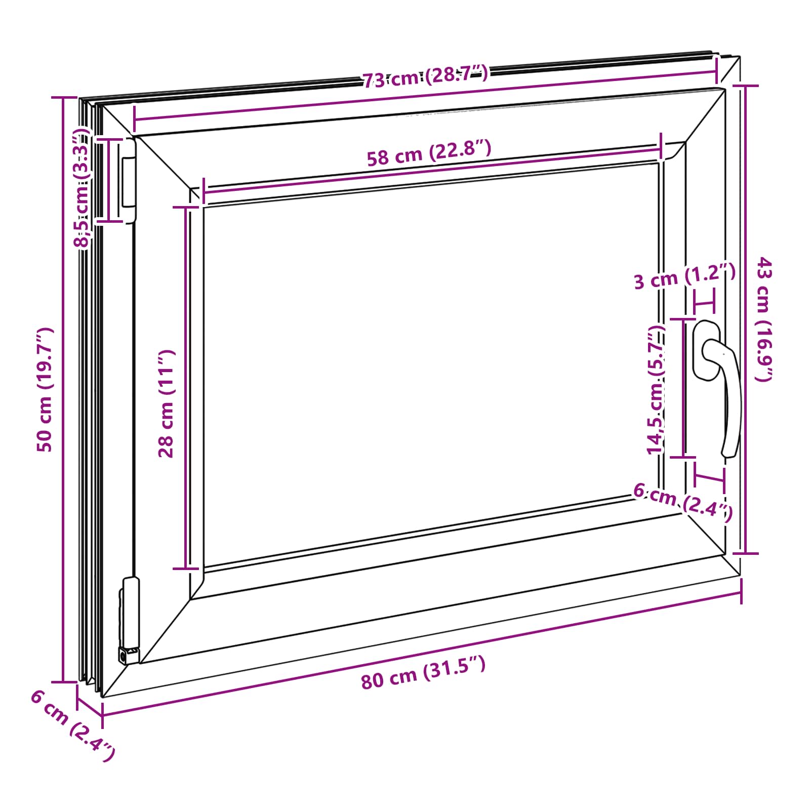 Kellerfenster RISOR 50 x 50 cm PVC und Glas Weiß