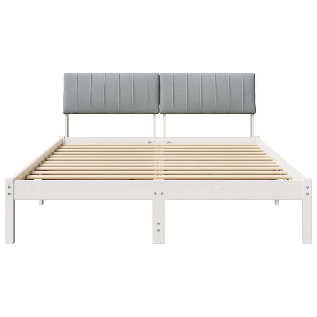Bettgestell Braun und hellgrau 200 x 200 cm Massivholz Kiefer