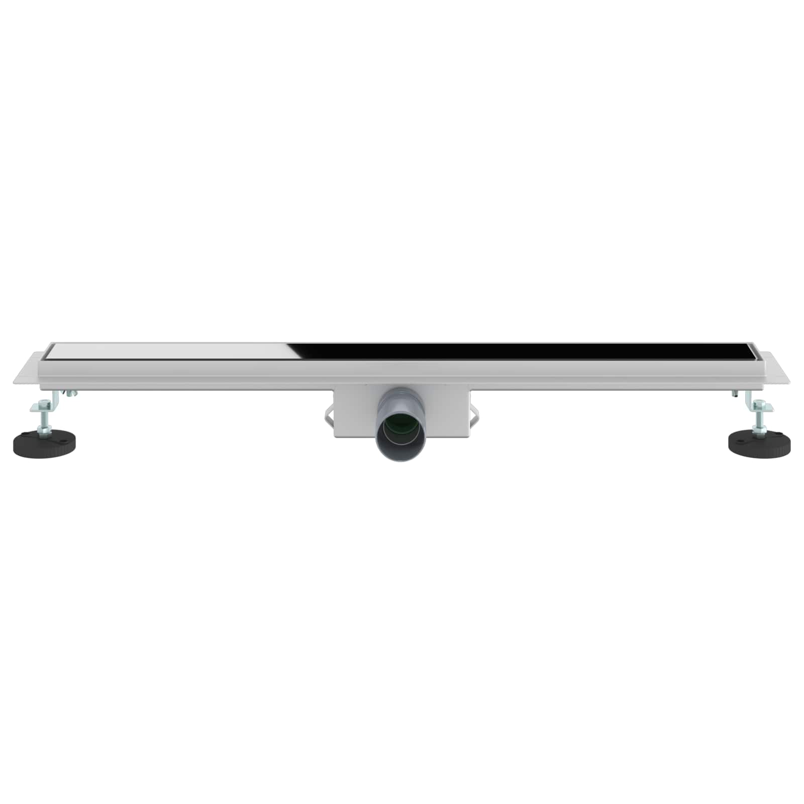 Duschabfluss mit Glasabdeckung Schwarz 50 cm Edelstahl 304
