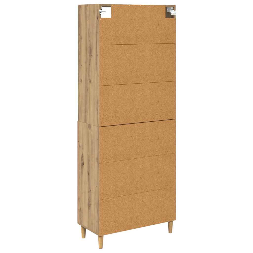 Highboard Altholz 69,5 x 32,5 x 180 cm Holzwerkstoff