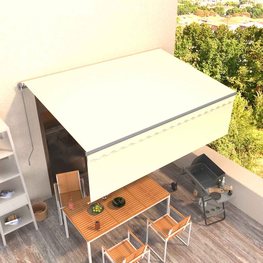 Markise Manuell Einziehbar mit Rollo 3x2,5 m Creme