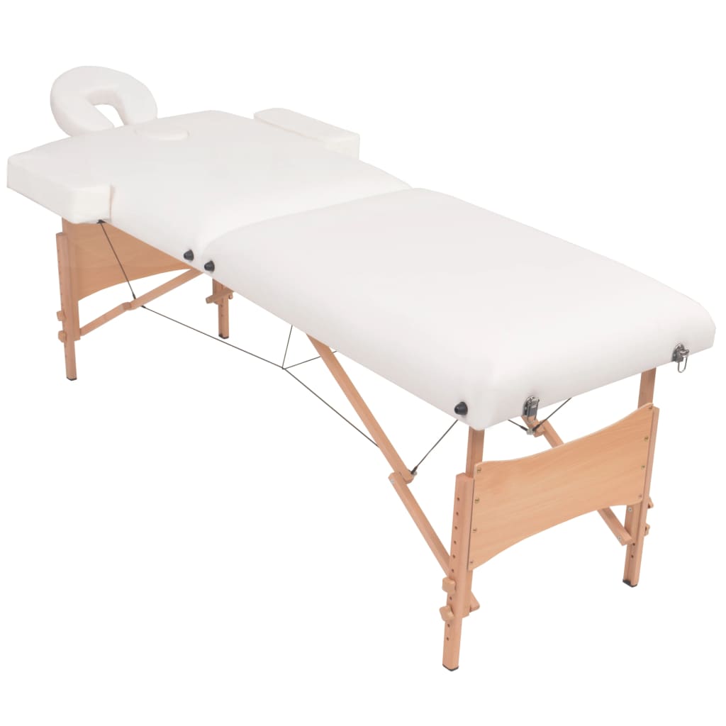 Massageliege 2-Zonen mit Hocker Klappbar 10 cm Sitz Schwarz
