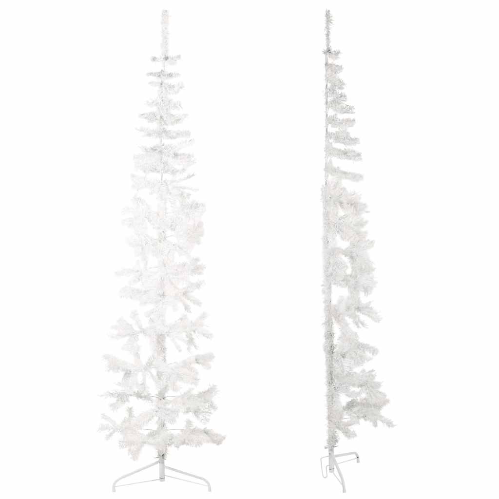 Künstlicher Halb-Weihnachtsbaum mit Ständer Schlank Weiß 180 cm
