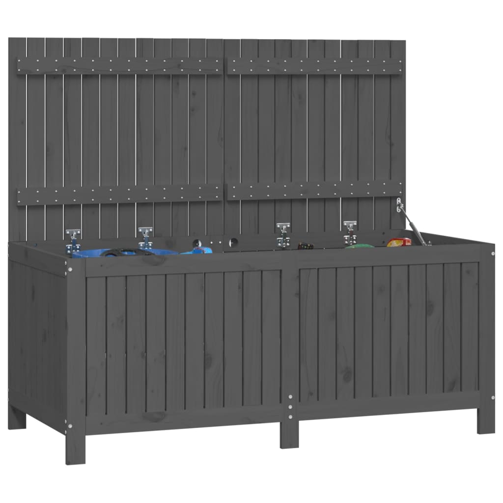 Gartentruhe Grau 76x42,5x54 cm Massivholz Kiefer