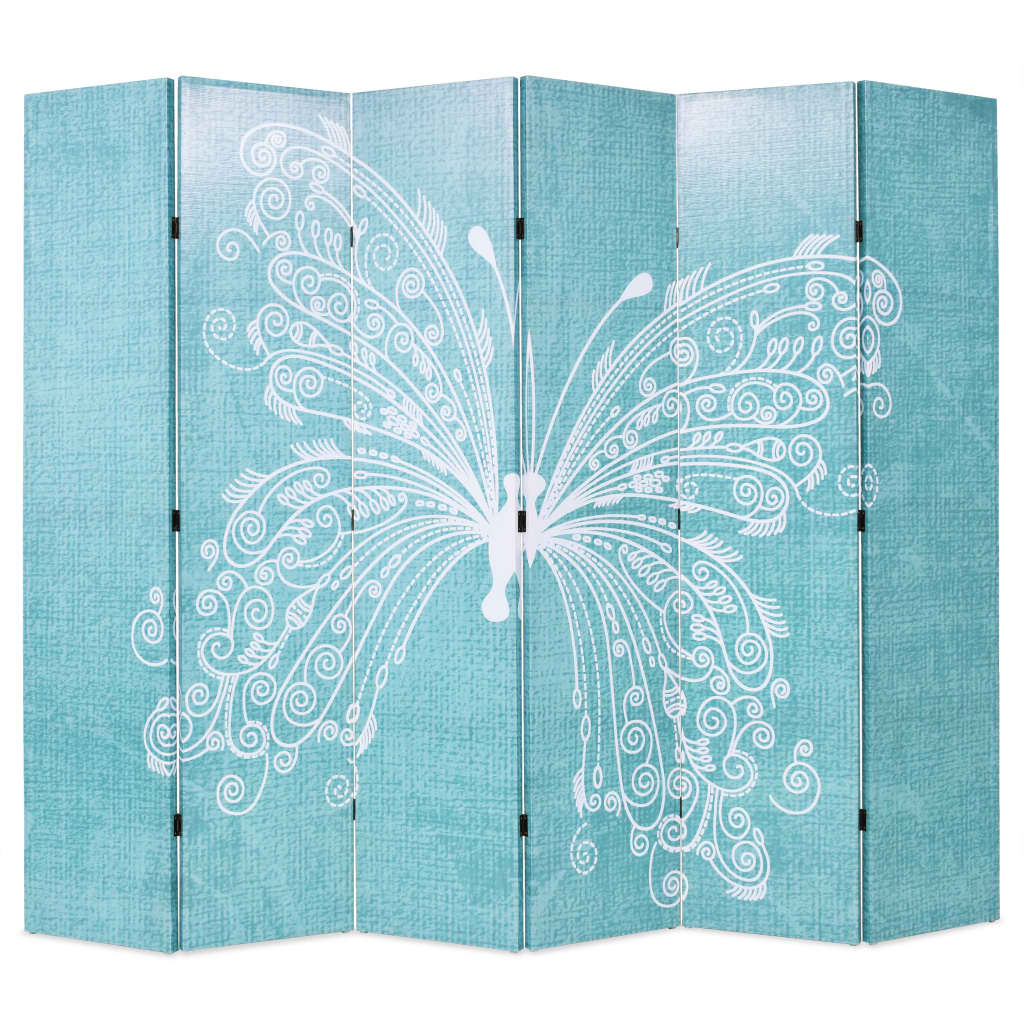 Raumteiler klappbar 120 x 170 cm Schmetterling Blau