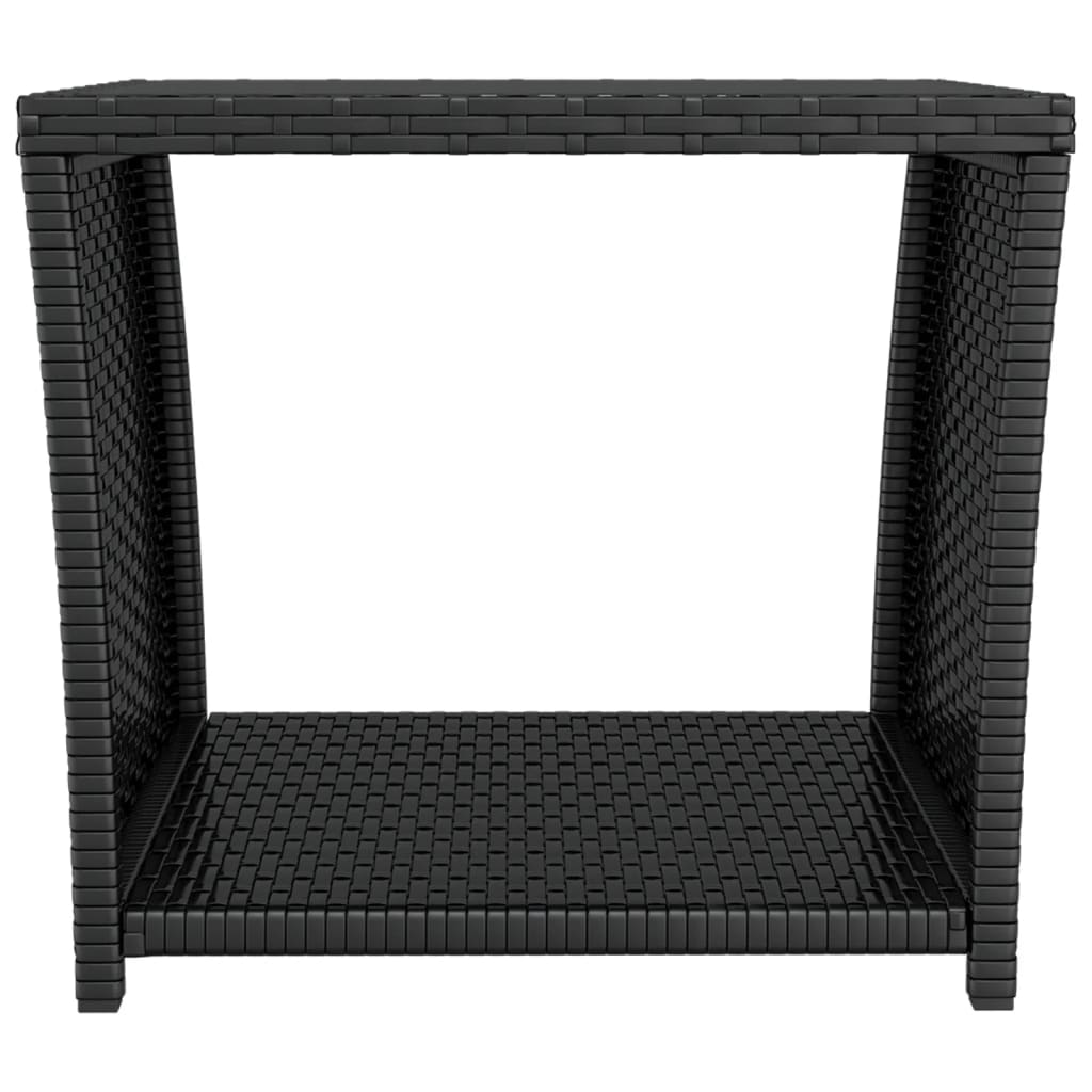 Beistelltisch mit Holzplatte Grau Poly Rattan & Akazienholz