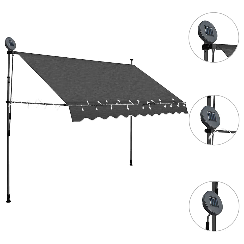 Einziehbare Markise Handbetrieben mit LED 100 cm Blau und Weiß