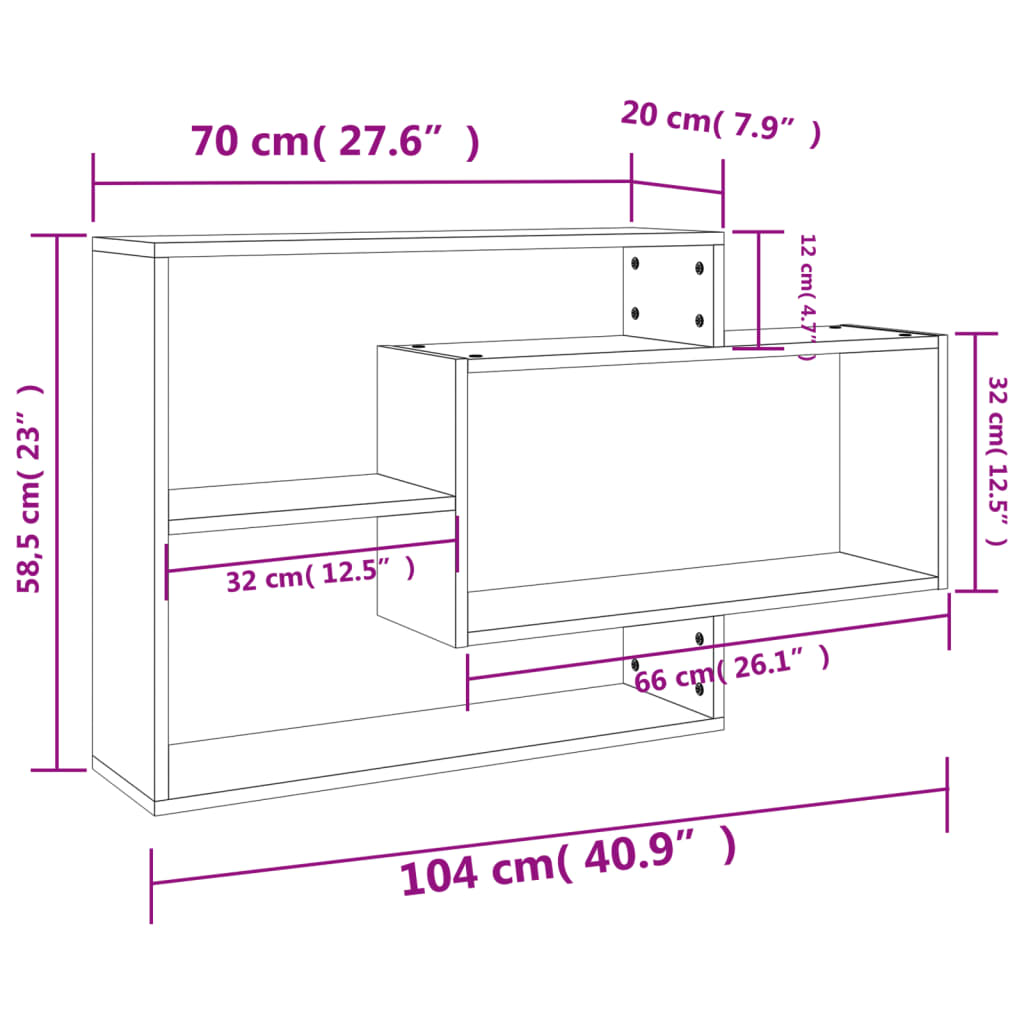 Wandregale Weiß 104x20x58,5 cm Holzwerkstoff