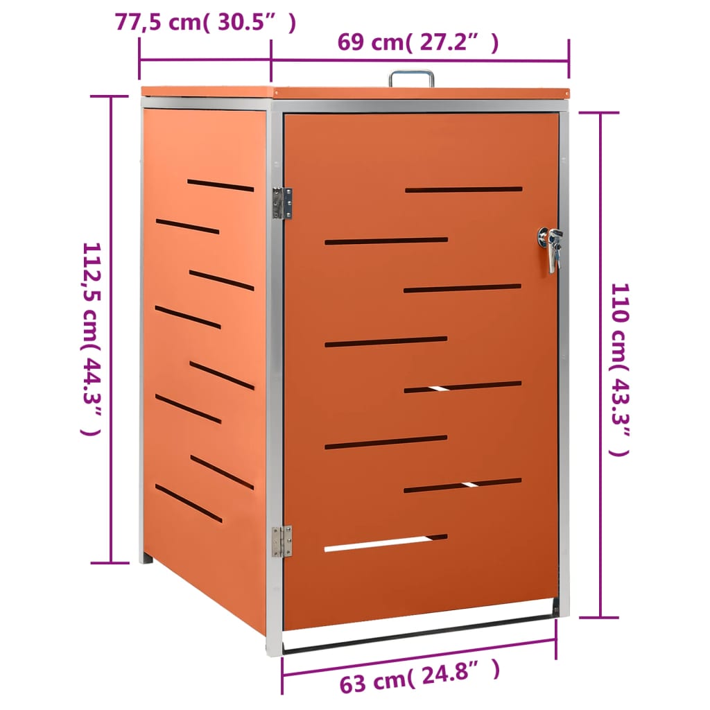 Mülltonnenbox für 3 Tonnen 207x77,5x112,5 cm Edelstahl