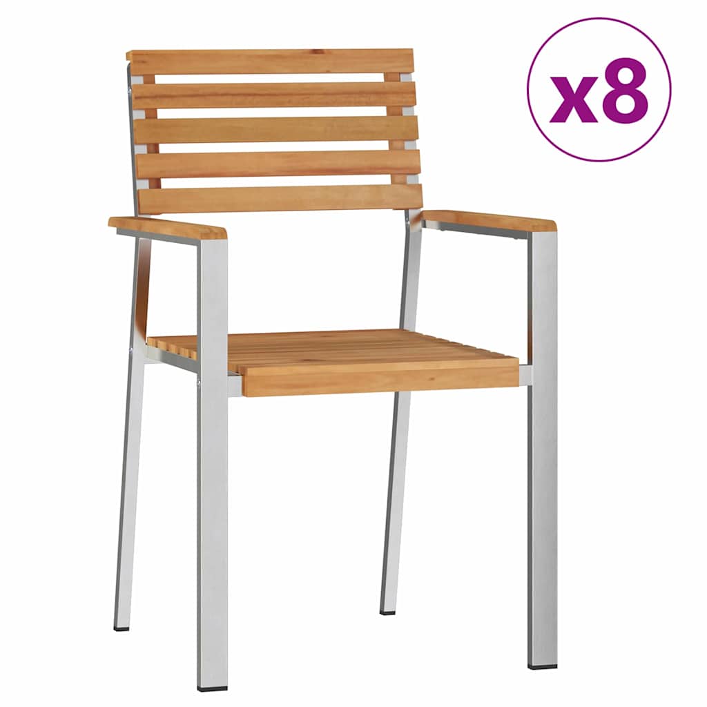 Gartenstuhl 6 pcs Massives Akazienholz und Edelstahl
