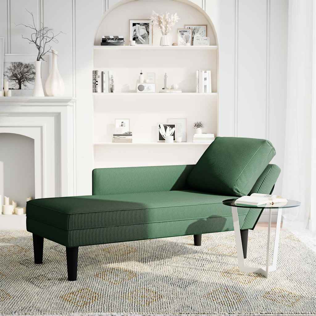 Chaiselongue mit Kissen Hellgrau Cordstoff