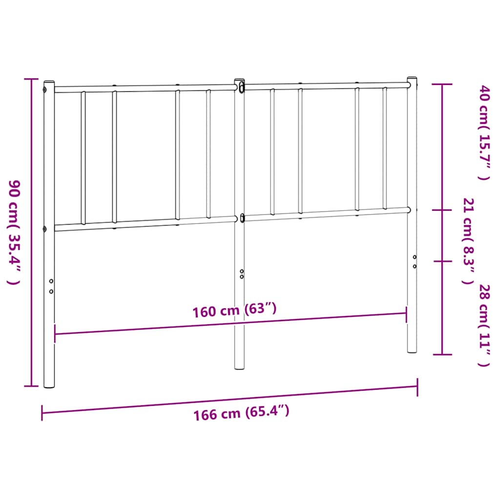 Ersatz-Kopfteil Metall Schwarz 80 cm