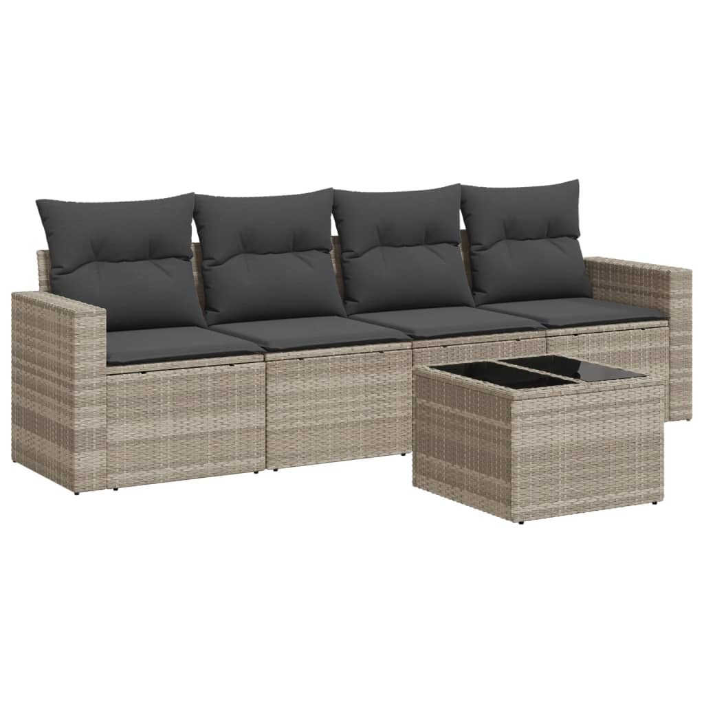 4-tlg. Garten-Sofagarnitur mit Kissen Schwarz Poly Rattan