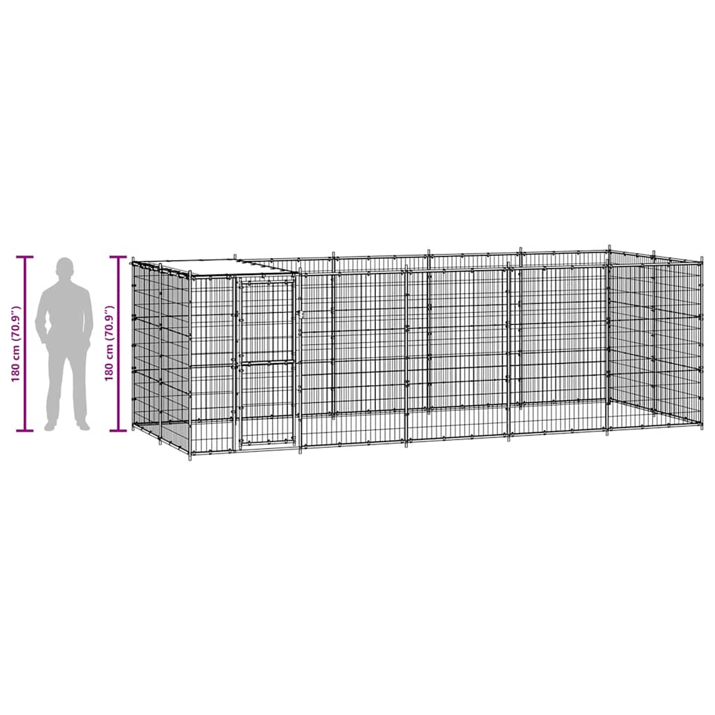 Outdoor-Hundezwinger mit Überdachung Stahl 7,26 m²