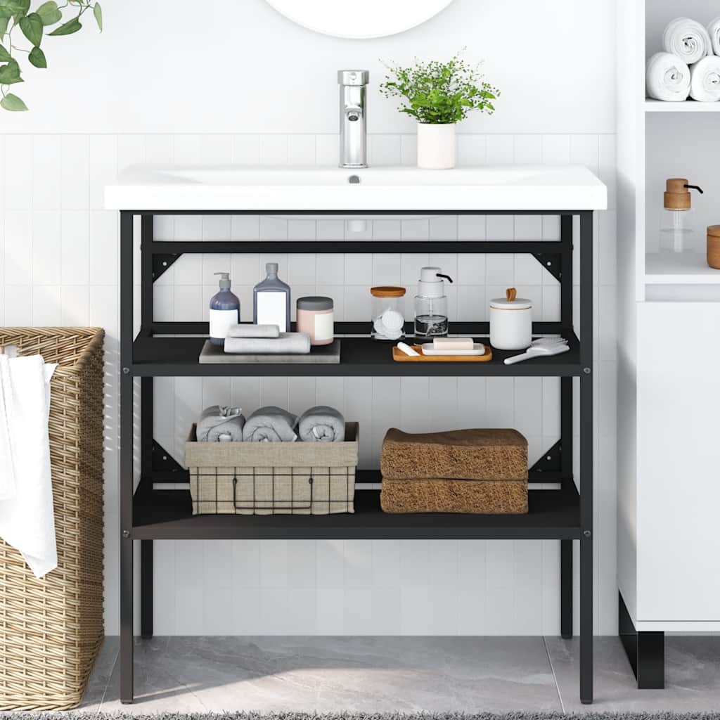 Badezimmer Waschtischgestell Weiß 40x38x83 cm Eisen